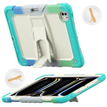 iPad Pro 13 2024 Camouflage Blue Silicone Case with Strap & Holder - 1