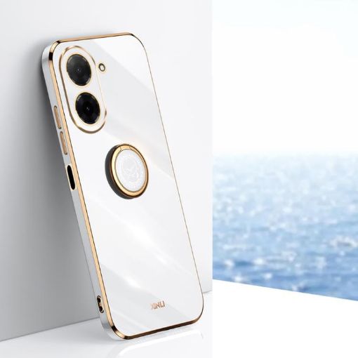 Redmi A5/Poco C71 6D TPU Phone Case with Ring Holder (White) - 1