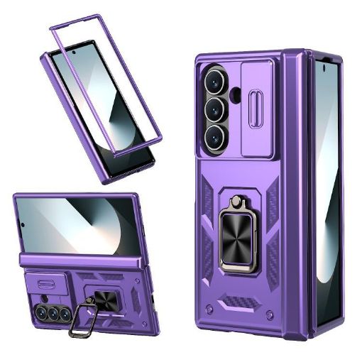 Galaxy Z Fold7 5G Case with Ring Stand & Sliding Hinge (Purple) - 1