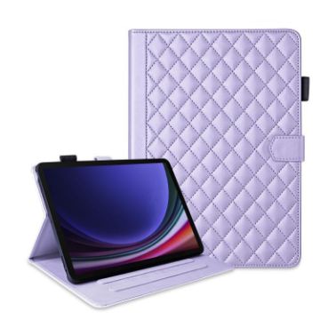 Samsung Galaxy Tab S10 FE+ Leather Case Rhombus Lattice Purple - 1