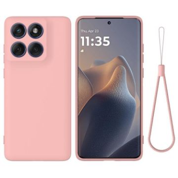 Pink Liquid Silicone Dropproof Full Coverage Case for Moto Edge 60 Pro - 1