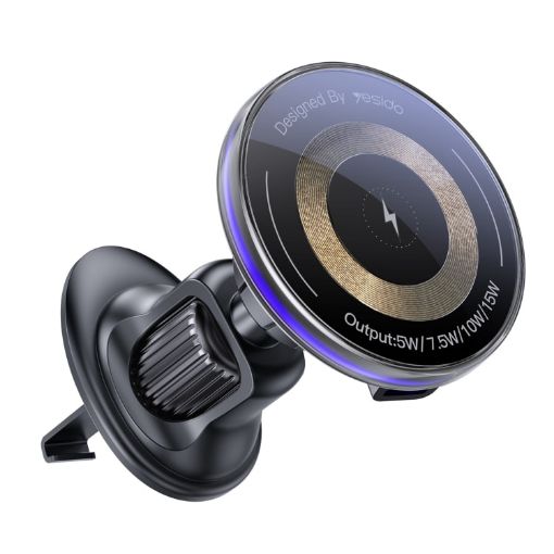 Yesido C308 15W MagSafe Car Magnetic Charger Holder (Black) - 1