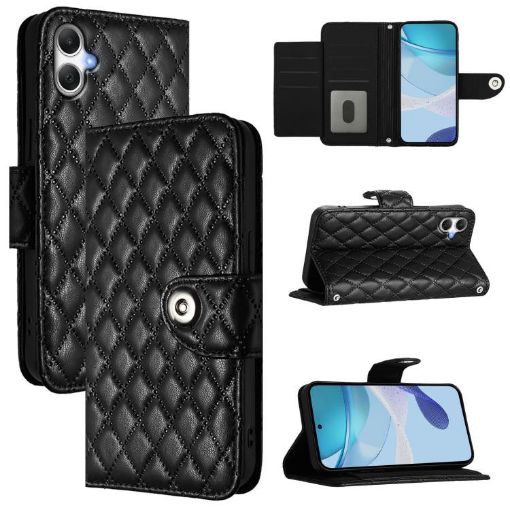Samsung Galaxy A07 Leather Flip Case with Lanyard - Black - 1