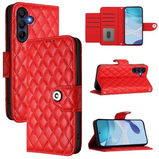 Samsung Galaxy A17 5G Red Leather Flip Case with Lanyard - 1