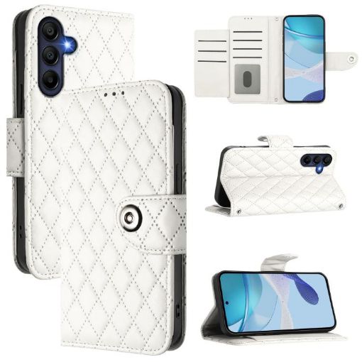 Samsung Galaxy A17 5G Rhombic Flip Leather Case with Lanyard - 1