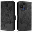 TCL 605/60 SE Rose Embossed RFID Anti-theft Leather Case (Black) - 2