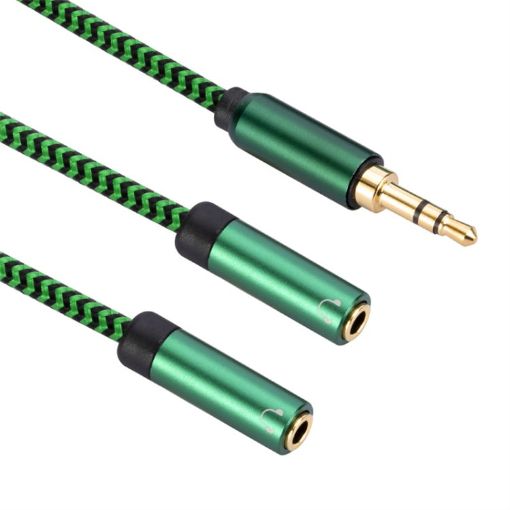 3.5mm Male to Dual 3.5mm Female Audio Adapter, 0.5m, Green - 1