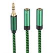 3.5mm Male to Dual 3.5mm Female Audio Adapter, 0.5m, Green - 2
