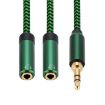 3.5mm Male to Dual Female Audio Adapter Cable, 3m, Green - 3