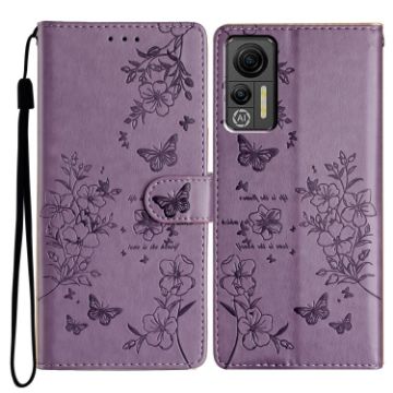 Ulefone Note 14 Purple Leather Case - Butterflies & Flowers - 1