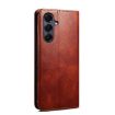 Samsung Galaxy A17 5G Brown Leather Phone Case, Oil Wax Texture - 3
