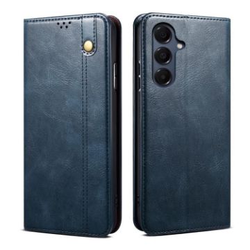 Samsung Galaxy A17 5G Blue Leather Phone Case - Oil Wax Texture - 1