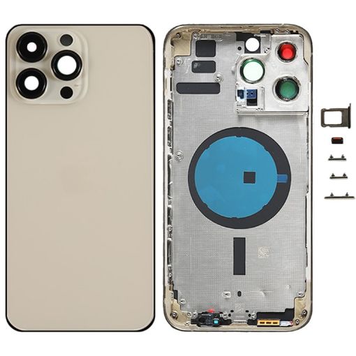 iPhone 14 Pro Max Gold Battery Back Cover with Side Keys & Tray - 1