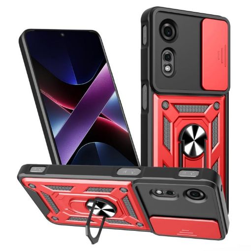 ZTE nubia Neo 2 Phone Case Red, Sliding Camera Cover TPU+PC Design - 1