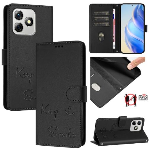Ulefone Note 18 Ultra 5G Black RFID Leather Phone Case Smile Embossing - 1