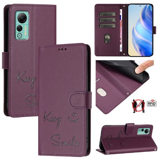 Ulefone Note 14 Violet RFID Leather Case with Smile Embossing - 1