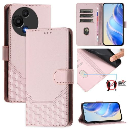 TCL 605/60 SE Pink Honeycomb RFID Leather Phone Case - 1