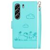 Tecno Camon 40 Pro 4G Green Cute Cats RFID Leather Phone Case - 3