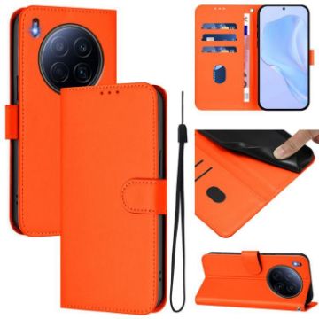 Tecno Camon 40 Premier Orange Leather Case with Lanyard - 1