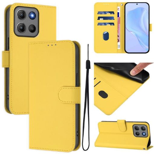 Moto G15 Lemon Yellow Leather Phone Case with Lanyard - 1