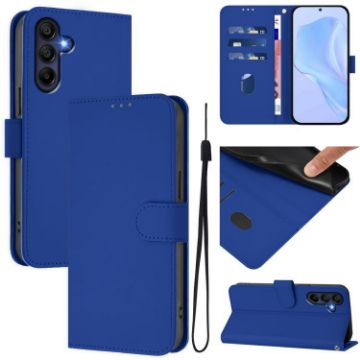 Samsung Galaxy A17 5G Dark Blue Leather Case with Lanyard - 1