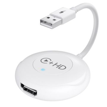 Wireless CarPlay Auto Adapter: USB & HDMI Wired to Wireless (Round, White) - 1