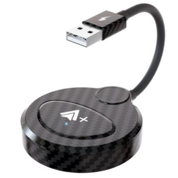 Wired to Wireless CarPlay Adapter - USB Interface, Round Carbon Fiber - 1