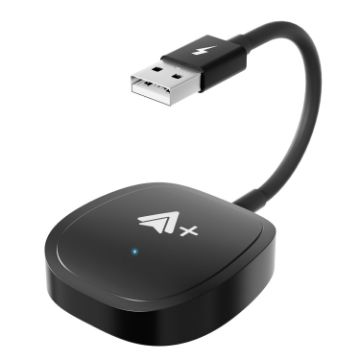 Wired to Wireless CarPlay USB Adapter for Android, Square (Black) - 1