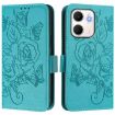 OPPO A5x 5G/4G Embossed Rose RFID Leather Case - Light Blue - 2
