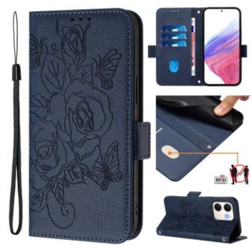 OPPO A5x 5G/4G Dark Blue RFID Anti-theft Leather Case - 1