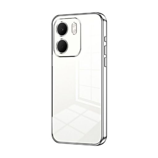 OPPO A5x 5G Transparent Silver Phone Case with Fine Holes - 1