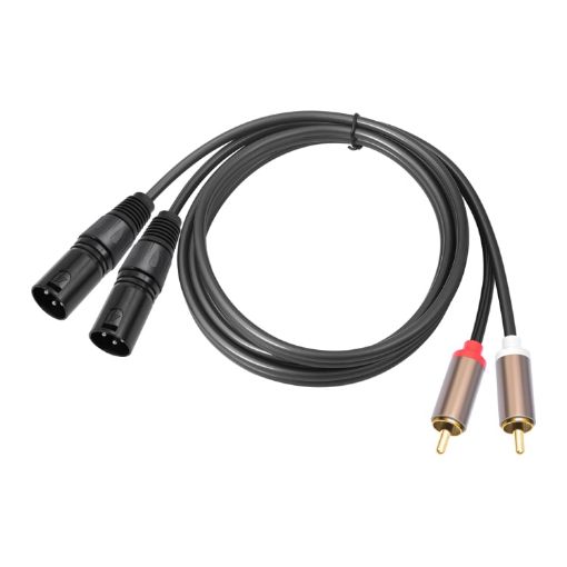 2 RCA Male to 2 XLR Male Audio Balance Cable, 3m (Black) - 1
