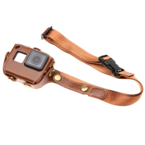 GoPro HERO7 Black/6/5 Leather Case with Strap & Buttons (Coffee) - 1