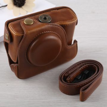 Canon G16 Full Body PU Leather Camera Case Bag with Strap (Brown) - 1
