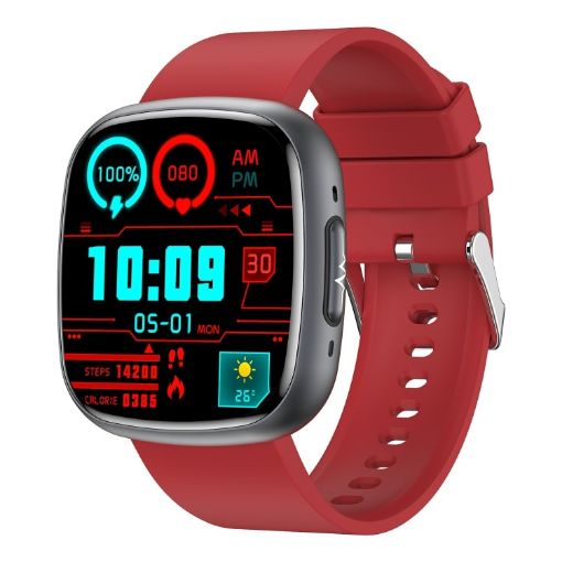 ET593 Smart Watch, 1.75" IPS Screen, ECG/Blood Sugar Monitor (Red) - 1