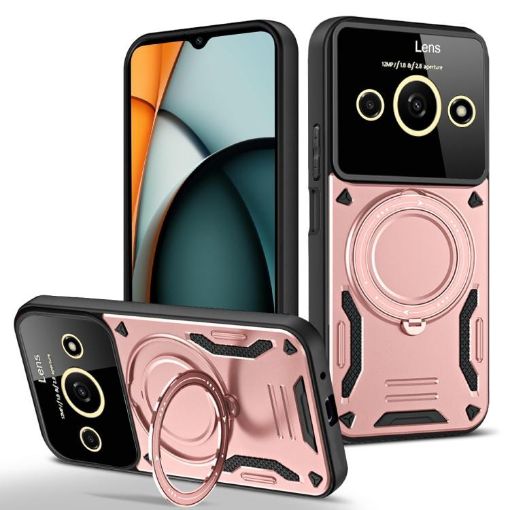 Redmi A3 4G MagSafe Holder Phone Case, Large Window, Rose Gold - 1