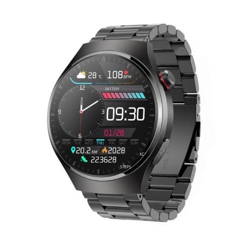MT200 1.43" AMOLED Smart Watch, IP67 Steel Band, ECG, Black - 1