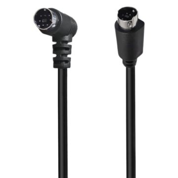 1.8m Mini DIN 7 Pin S-Video, Straight to Elbow Audio/Video Cable - 1