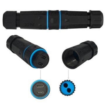 Waterproof 10Gbps Dual Ports Type-C Connector M20 Coupler Adapter - 1