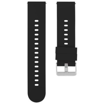 18mm Black Silicone Watch Band with Solid Steel Buckle - 1
