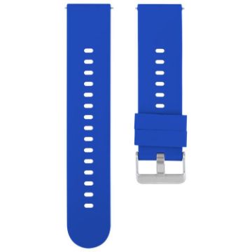 Solid Color Dark Blue 22mm Silicone Watch Band with Steel Buckle - 1