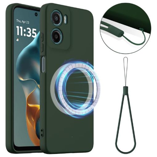 Moto G05/E15 Shockproof Dark Green Magsafe Silicone Case - 1