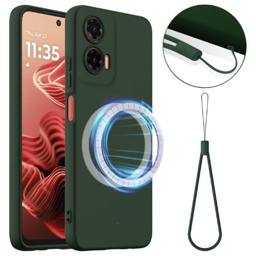 Moto G35 5G Shockproof Magsafe Silicone Case - Dark Green - 1