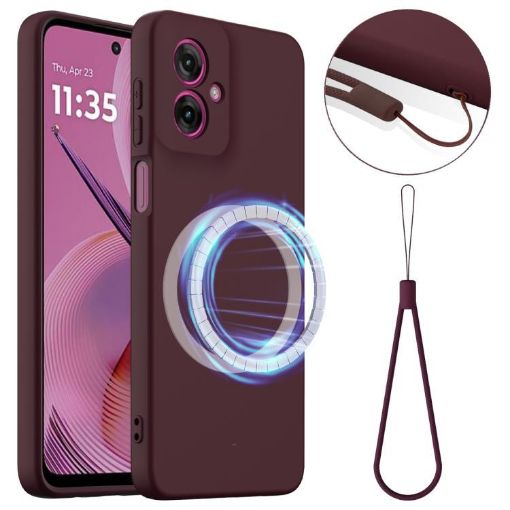Moto G55 5G Shockproof Silicone Magsafe Case - Plum Color - 1