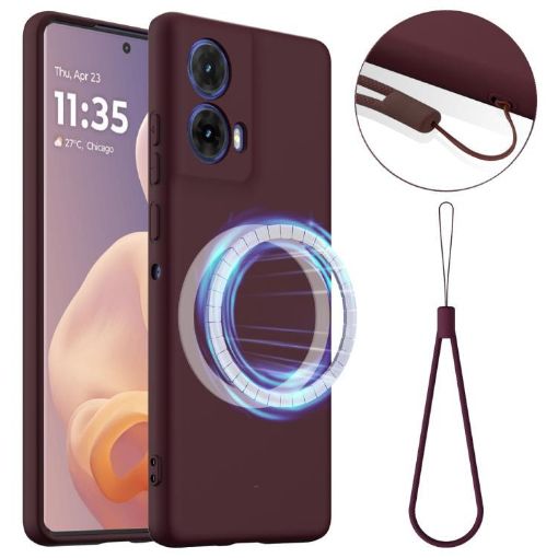Moto G24 4G Shockproof Plum Silicone Magsafe Phone Case - 1