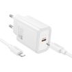 hoco N60 PD20W Charger Set with Type-C to 8 Pin Cable, EU Plug, White - 1