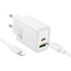 hoco N61 PD20W+QC3.0 Charger EU Plug with 1m Type-C to 8 Pin Cable - 1