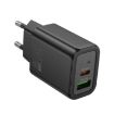 hoco N63 Dual Port Charger, PD30W+QC3.0, EU Plug (Black) - 1