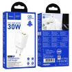 hoco N63 Dual Port Charger PD30W+QC3.0, EU Plug White - 3