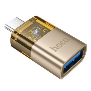 hoco UA36B USB-C Male to USB Female OTG Transparent Adapter - Gold - 1